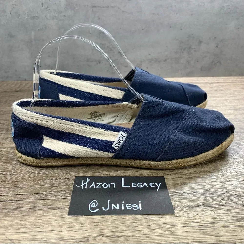 TOMS~Women’s~Navy/Ivory Stripe Espadrille Canvas Flats~Size 9‎